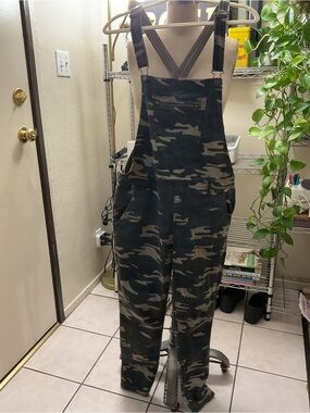 Forever 21 Olive Camo Utility Overalls